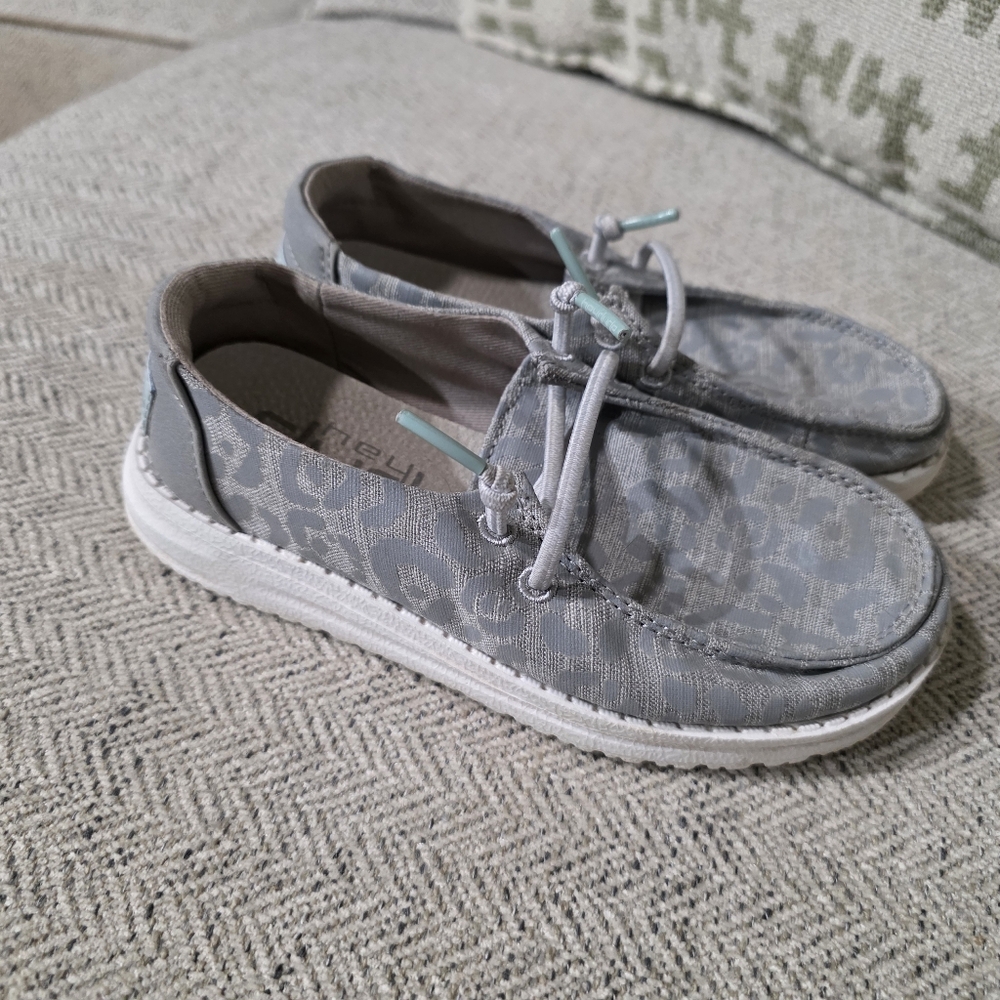 Hey Dude Kids Gray and White Sneakers